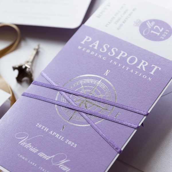 Passport Wedding Invitation Compass Real Foil Boarding Pass Invite,Wedding Abroad,Destination Wedding,Travel Wedding, Plane Ticket Invite