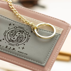 Cartera Navideña Con Signo Del Horóscopo, Tarjetero Personalizado, Monedero, Llavero De Cuero Vegano 3 Colores Con Bolsillos