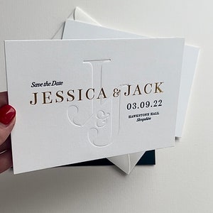 Minimal Save The Date Karte | Luxus Monogramm & Folie 710gsm Letterpress Save the Dates , Save Our Date , Save The Day, Hochzeitsdatum Karten