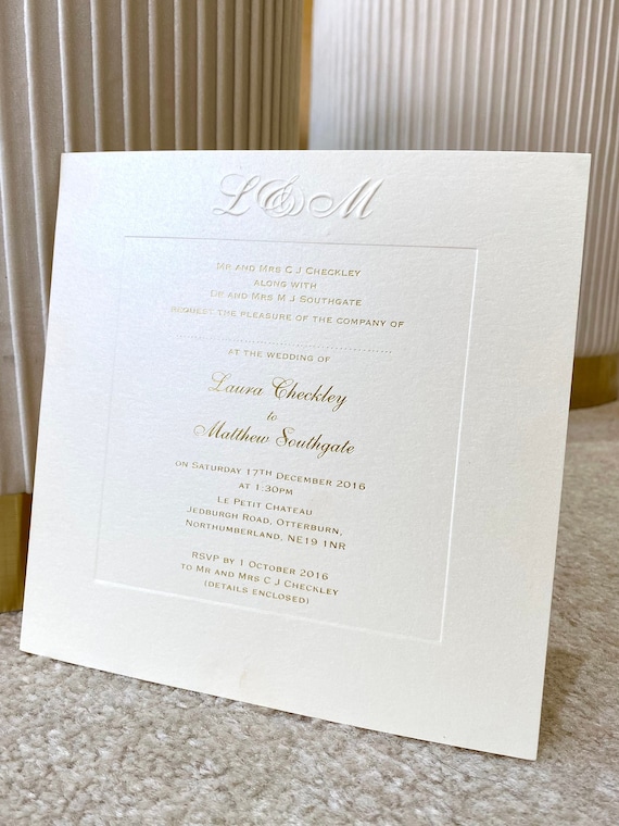 Shimmering Silver Monogram Pocket Wedding Invitation Suite – Cartalia