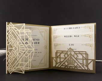 Art Deco Great Gatsby Personalized Gatefold Wedding Invitation