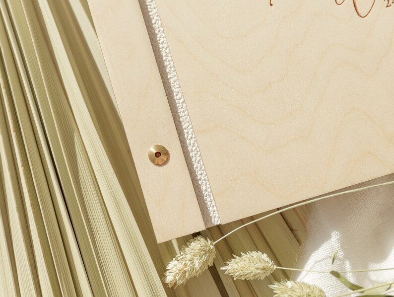 Wooden Guest Book with Your Names, Personalised Photo Album , Modern Wedding Keepsake , Guest Book with Custom Engraving image 4