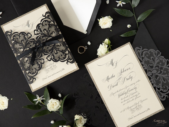 Black and Gold Wedding Invitation Fall Wedding Invites -  Hong Kong