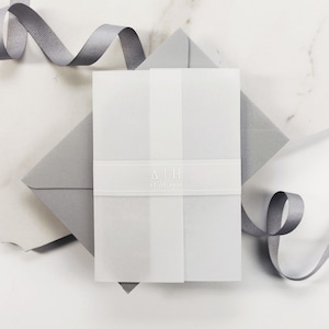 Vellum Wrap with White Ink Design Perspex Acrylic See Through Plexi Invitation - Engraved Invitations, Wedding Invitations, Day Invitation