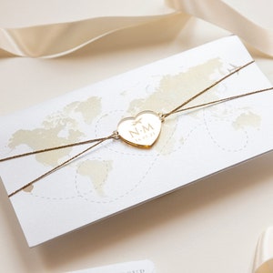 Elegante Reisebrieftasche: Luxus Goldfolie Hochzeitspass Portemonnaie mit graviertem Spiegelanhänger & Bordkarte