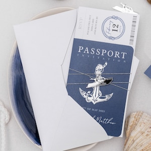 Sea Cruise Passport invitations, Birthday Sail Boat Invitation, Modern Nautical Invitations,Sail Away Passport Invitations, Party on the Sea