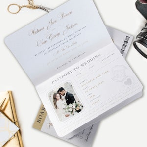 Australian Passport Wedding Invitation Champagne & Gold Foil Boarding Pass Invite,Wedding Abroad, Destination Wedding, Travel Wedding,Ticket image 7