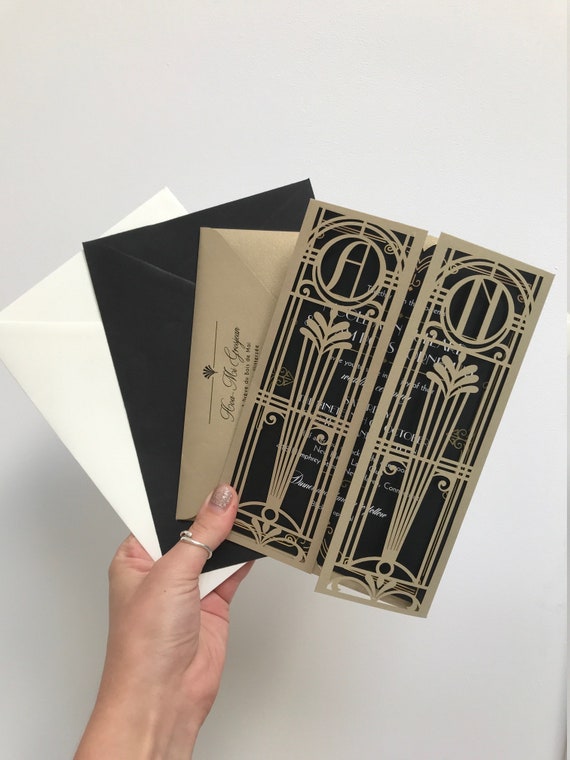 Gatefold Wedding Invitations envelopes Personalised Vintage Style with twine 
