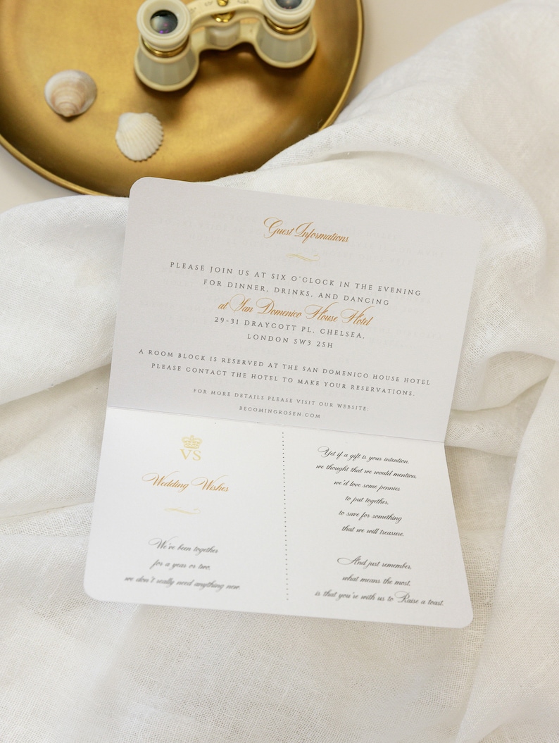 Gold Invite Plane Luxury Passport Wedding Invitation Plane Engraved, Gold Foil Boarding Pass,Wedding Abroad, Destination Wedding,Travel image 6