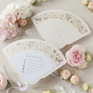 Luxury Wedding Petal Program Fan with Timeline & Order of Day, Wedding Program Fans, Petal Fan Programs, Fan Programs, Order of Service