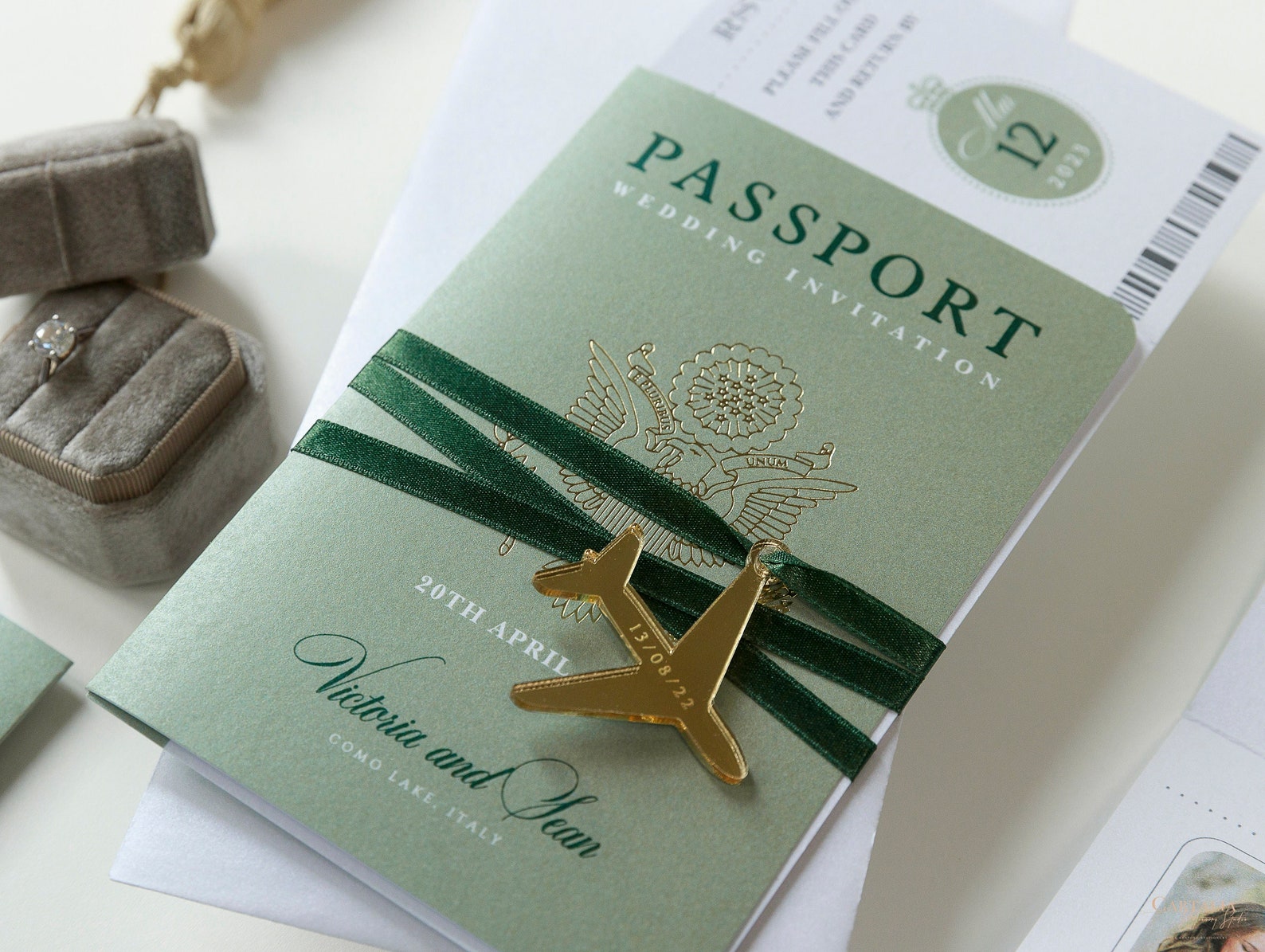 Sage Green Invite Luxury Passport Wedding Invitation Plane Etsy