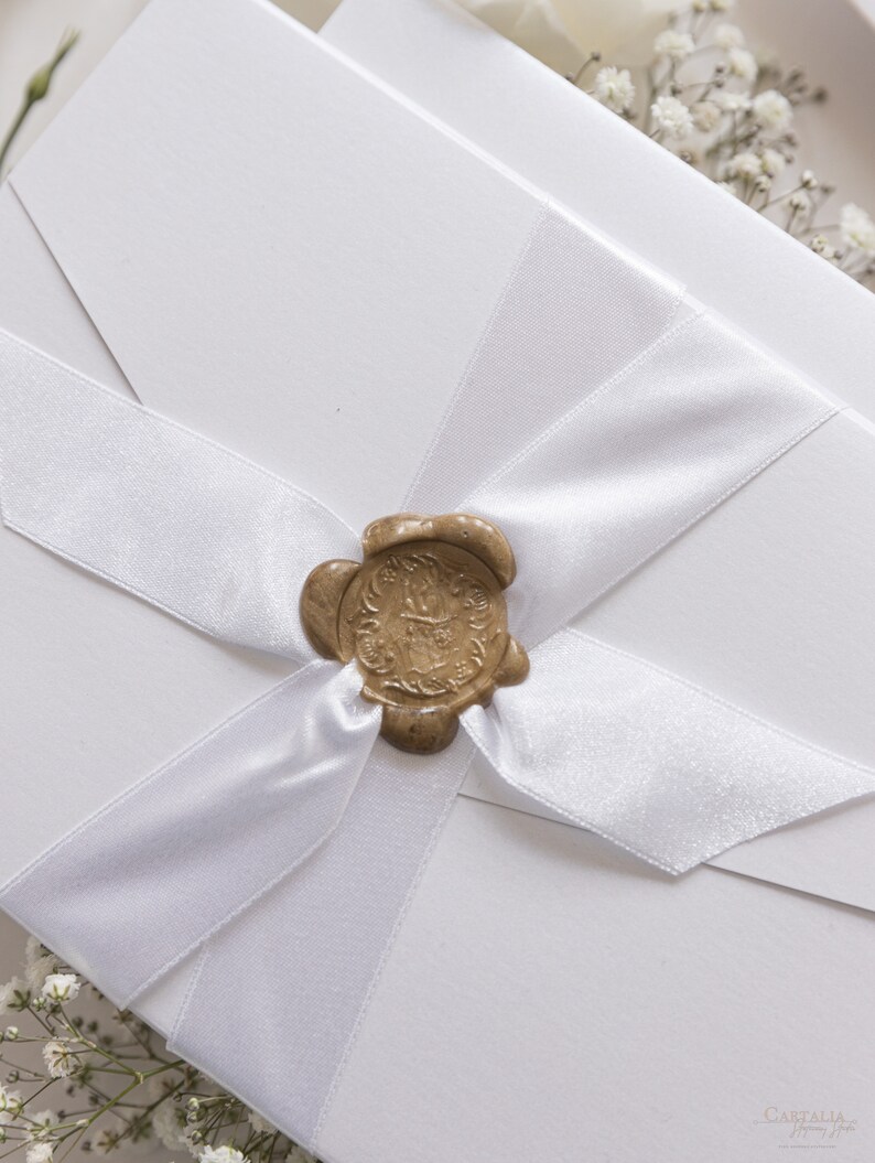 White Pocket Envelope Wedding Invitation Suite & Gold Cupid Etsy