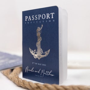 Luxury Nautical Passport Wedding Invitation Suite, Destination Cruise Wedding, Nautical Bachelorette Party Invitations, Boat-Themed Wedding