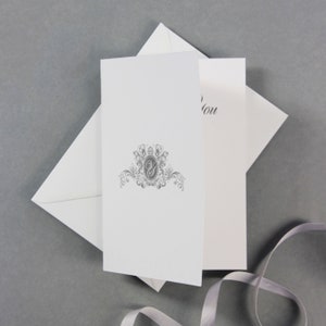Carte de remerciement monogram blanc de luxe avec enveloppe , Cartes de note de mariage , Note de remerciement , Cartes de remerciement minimales , Cartes de mariage image 1