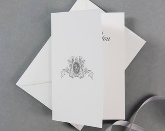 Luxury White Monogram Thank You card with Envelope, Wedding Note Cards, Thank You Note, Minimal Thank You Cards, Wedding Cards