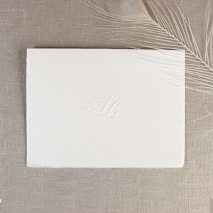 Embossed Initials Traditional White Luxury Day Invitation With Complimentary Printing And Envelopes