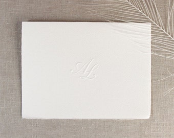 Embossed Initials Traditional White Luxury Day Invitation With Complimentary Printing And Envelopes