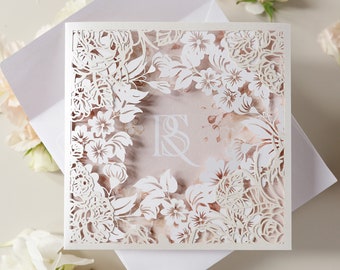 Couture Invite : 3D Luxuriously Intricate Tier Laser Cutting Wedding Invitation Suite Modern Invitation | Pocket Suite Wedding Invitation