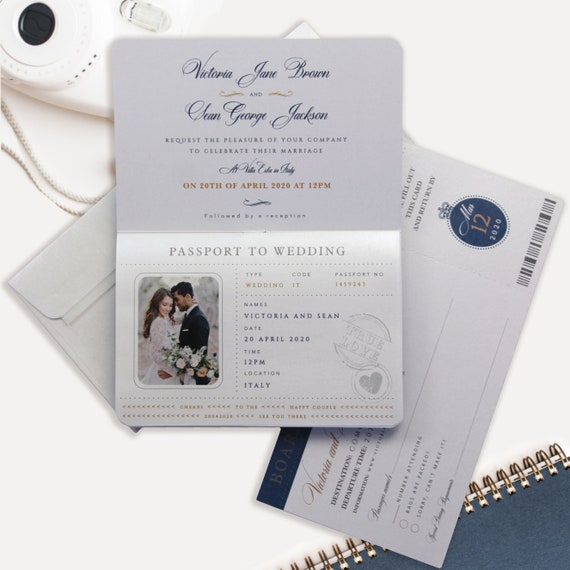 Passport Wedding Invitation Navy Blue Gold Foil Boarding Pass Invite,Wedding Abroad,Destination Wedding,Travel Wedding, Plane Ticket Invite Passport Wedding Invitation Navy Blue Gold Foil Boarding Pass Invite,Wedding Abroad,Destination Wedding,Travel Wedding, Plane Ticket Invite