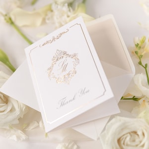 Luxe goudfolie bedankkaarten en bijpassende enveloppen, een klein bedankje, bruiloftskaart, bedankkaarten bruiloft