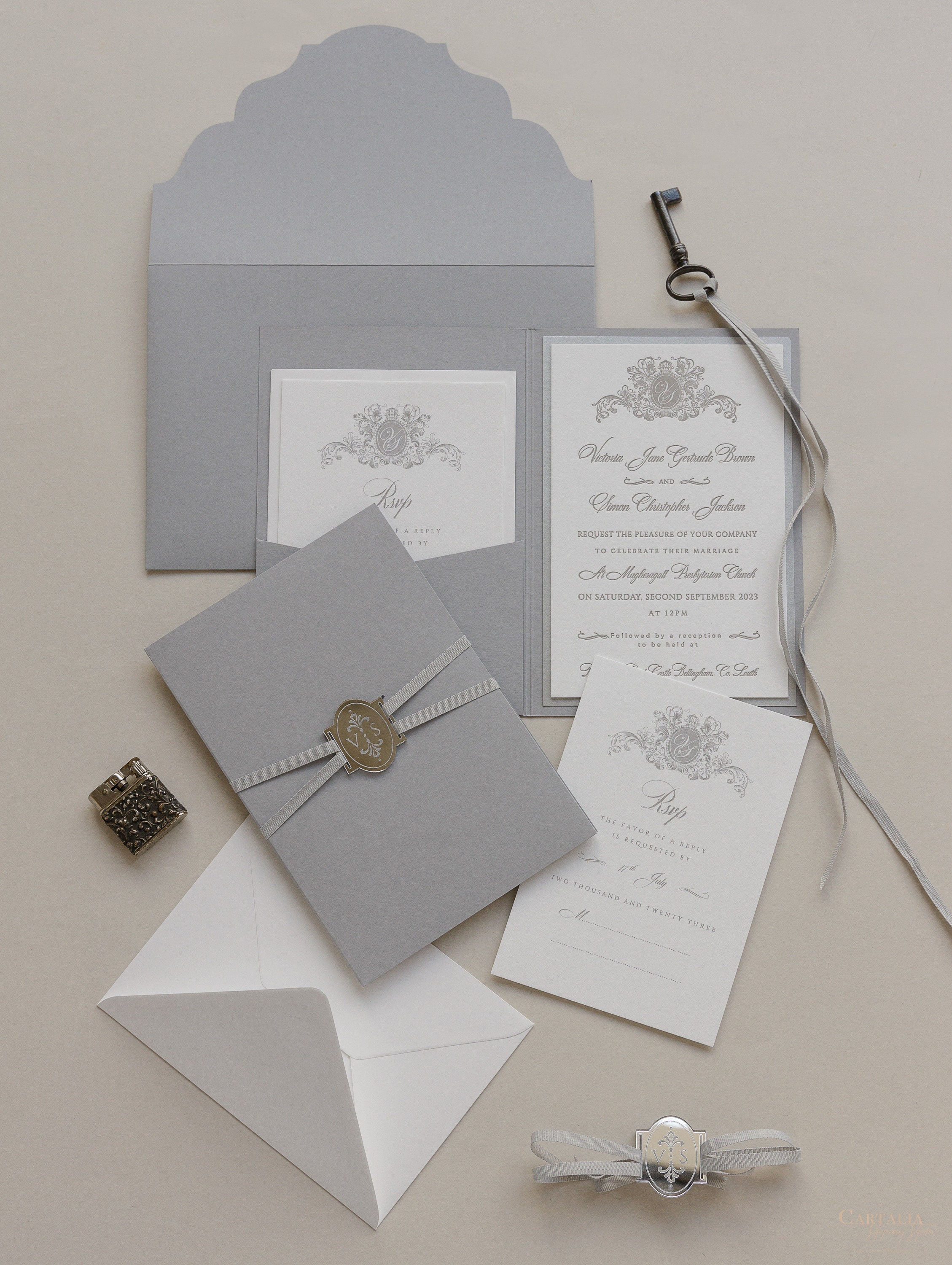 Invitations Thick Gold Plexiglass and Thick Embossed Envelope Wedding