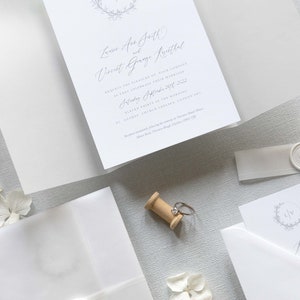 Classic Wax Seal Wedding Invitation in White With Vellum Wrap Wedding ...