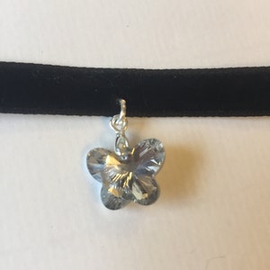 Crystal Butterfly Black Velvet Choker, Goth Choker, Butterfly Choker, Choker Necklace, Crystal butterfly Choker, velvet choker image 2