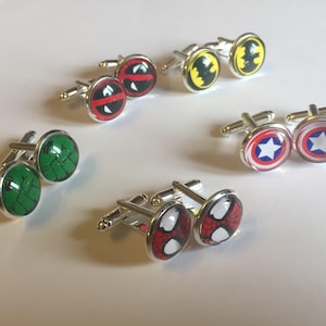 Superhero logo themed cufflinks, ideal for parties, graduation, weddings, birthday or anniversary image 7