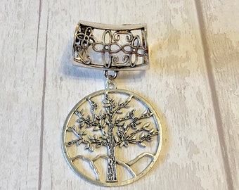 Silver Tree of Life Scarf Bail, silver scarf bail, scarf pendant, scarf ring, scarf slider, scarf jewelry, scarf jewellery, scarf charm