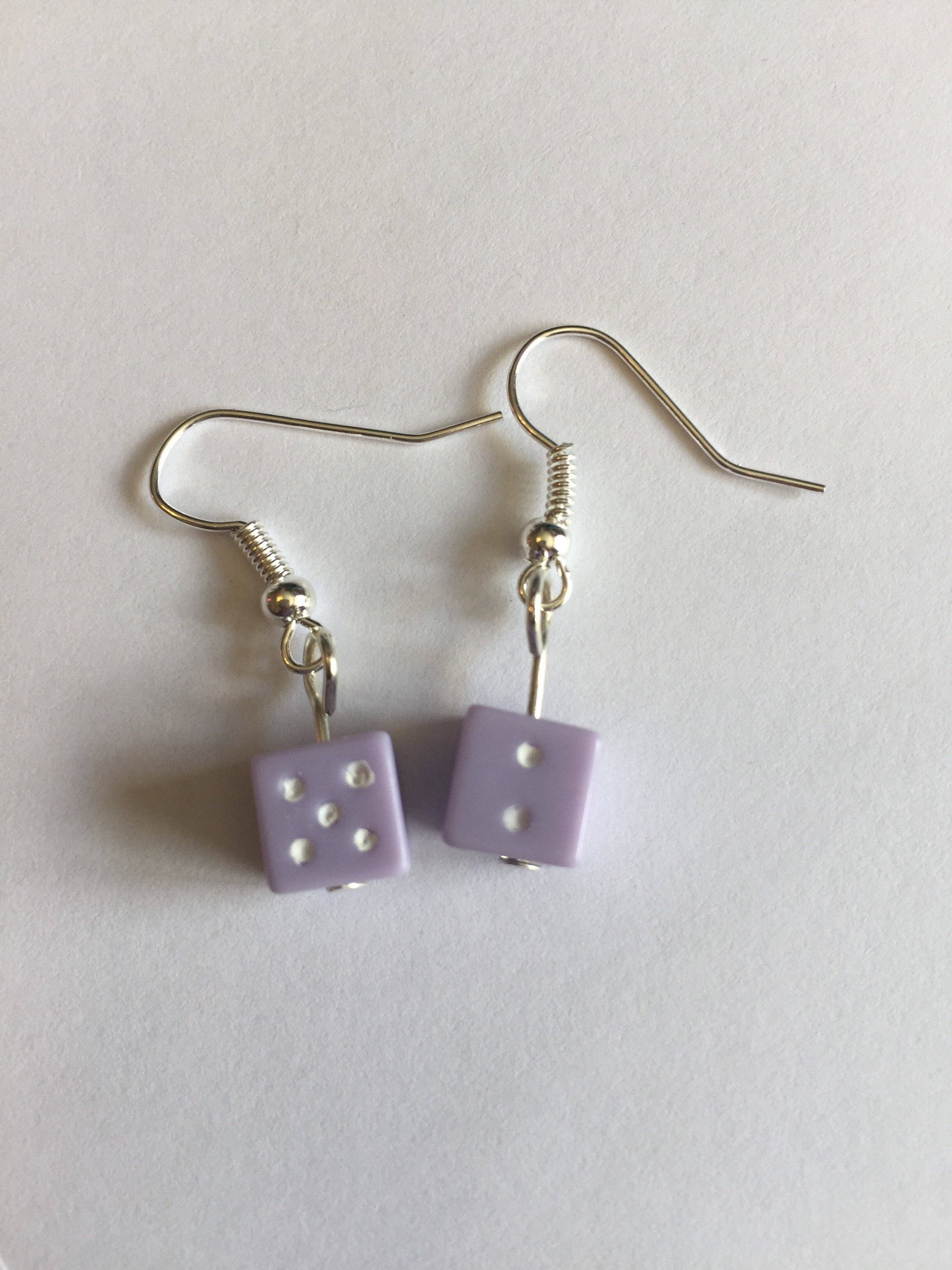 Pink Dice Charm Dangle Earrings