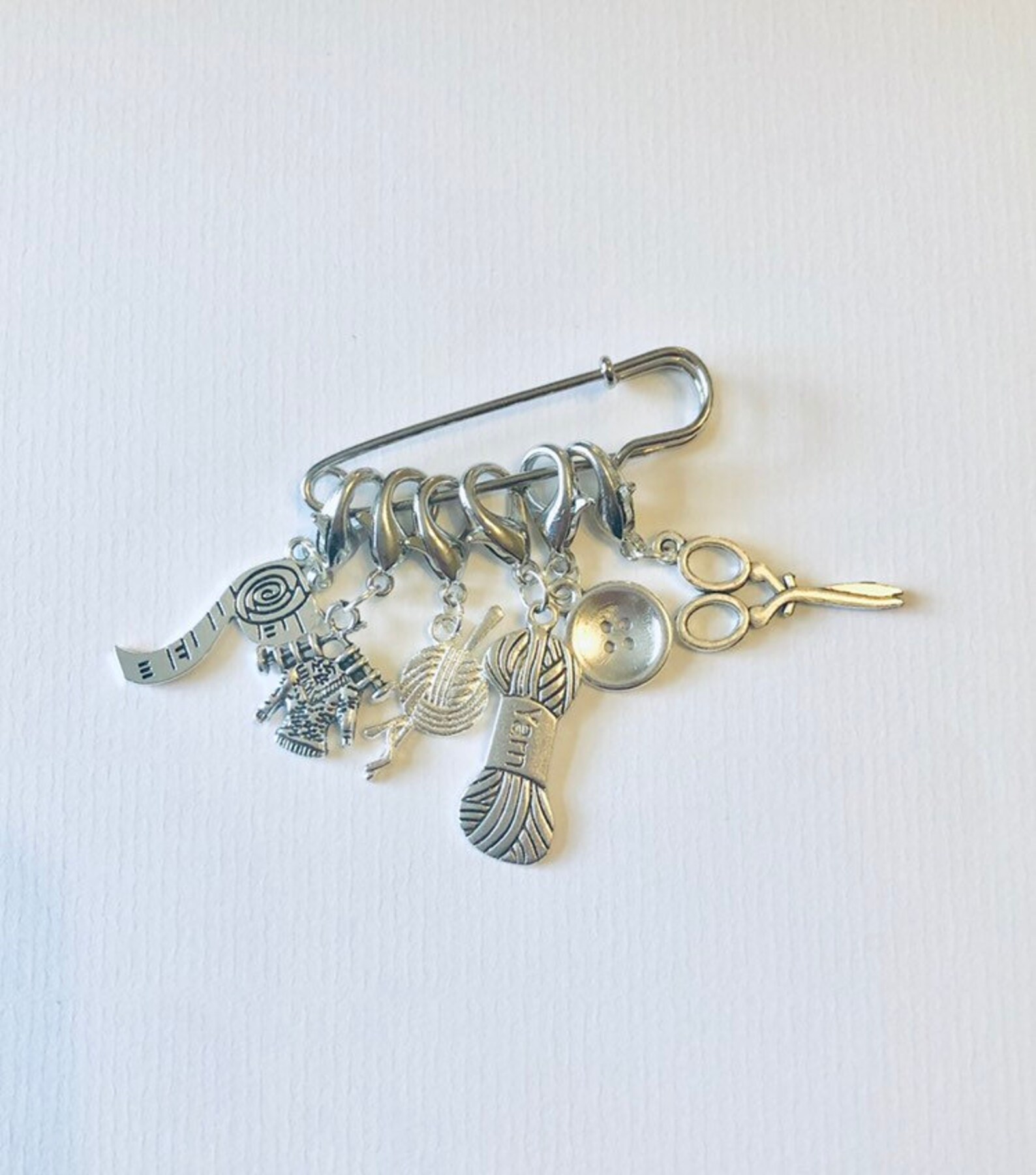 Silver Knitting Sewing Charm Stitch Markers Progress Markers Etsy UK