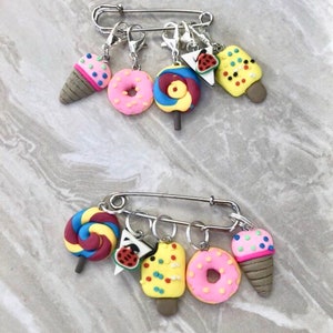 Colourful Food Stitch Markers, stitch markers, knitting supplies, progress markers, craft supplies, crochet markers