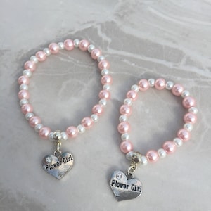 Pearl Bead Child&#39;s Flower girl bracelet, Flower girl gift, wedding jewellery, bridesmaid bracelet, bridesmaid gift - NO PERSONALISED NAMES