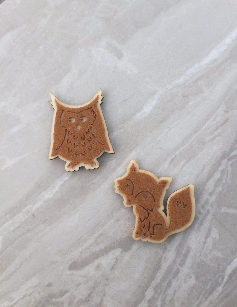 christmas magnet office magnet stocking filler wooden magnet Owl and Fox wooden fridge magnets Christmas decor kitchen decor
