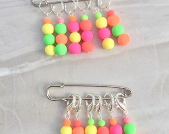 Neon Glasperlen Stitch Marker, Maschenmarkierer, Häkelmarkierer, Häkelmarkierer, Häkelmarkierer