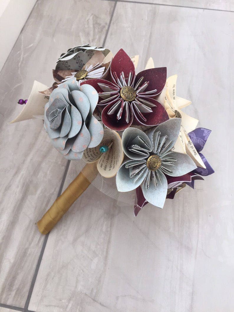 Mixed Paper Flower Bridal Bouquet Paper Flower Bouquet Etsy UK