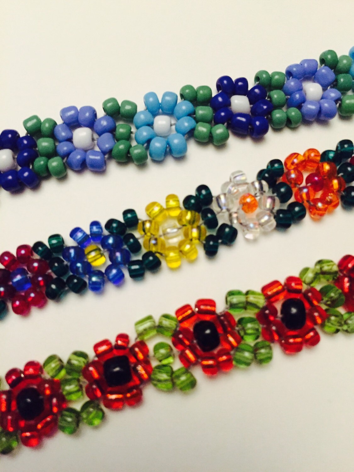 Beaded flower bracelet seed bead bracelet poppy bracelet Etsy