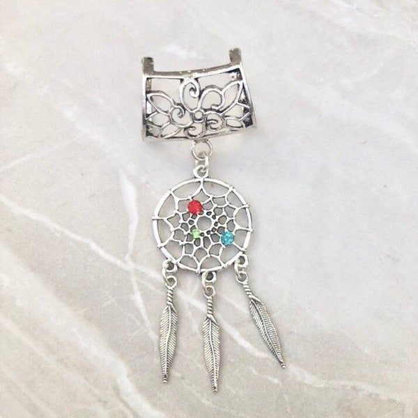 Dreamcatcher Scarf Bail, Silver scarf bail, scarf pendant, scarf ring, scarf slider, scarf jewelry, scarf jewellery, scarf charm