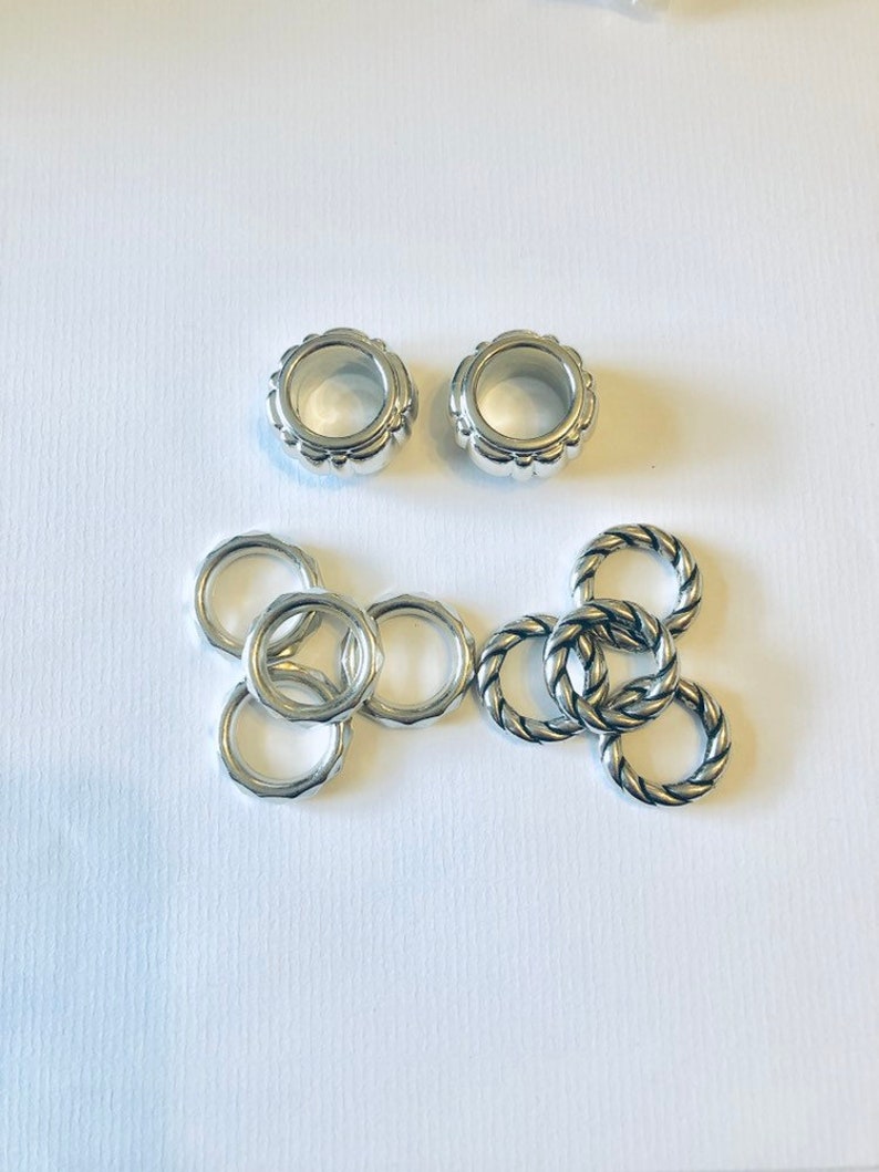 Silver Coloured Scarf Beads 10pcs, Silver scarf bail, scarf tube, scarf ring, scarf slider, scarf jewelry, scarf jewellery, scarf charm image 8