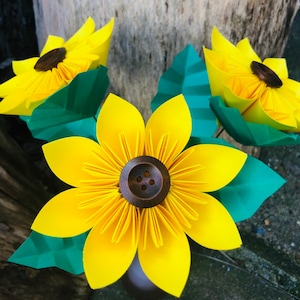 Sunflower, paper sunflower, origami flower, handmade paper flowers, wedding flowers, gift for her, home decor, Birthday gift