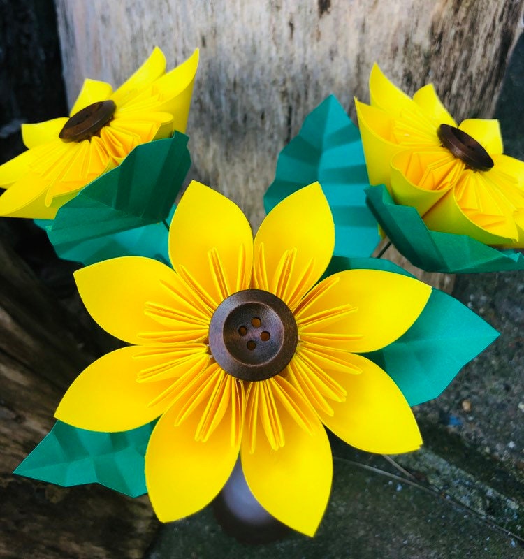 Sunflower paper sunflower origami flower handmade paper Etsy