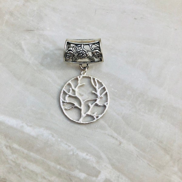 Silver Tree of Life Scarf Bail, silver scarf bail, scarf pendant, scarf ring, scarf slider, scarf jewelry, scarf jewellery, scarf charm