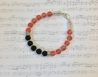 Cherry quartz essential oil lava bead diffuser bracelet