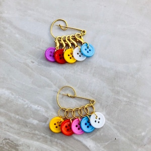 Coloured Button Stitch Markers, stitch markers, knitting supplies, progress markers, craft supplies, crochet markers
