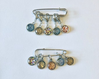 Animal Print Stitch Markers, stitch markers, knitting supplies, progress markers, craft supplies, crochet markers