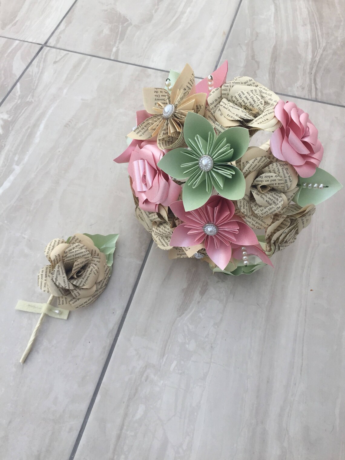 Mixed Paper Flower Bridal Bouquet Paper Flower Bouquet Etsy UK