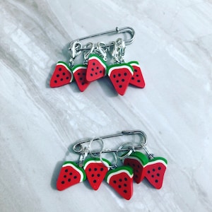 Watermelon Clay Bead Stitch Markers, Fortschrittsmarker fürs Stricken und Häkeln