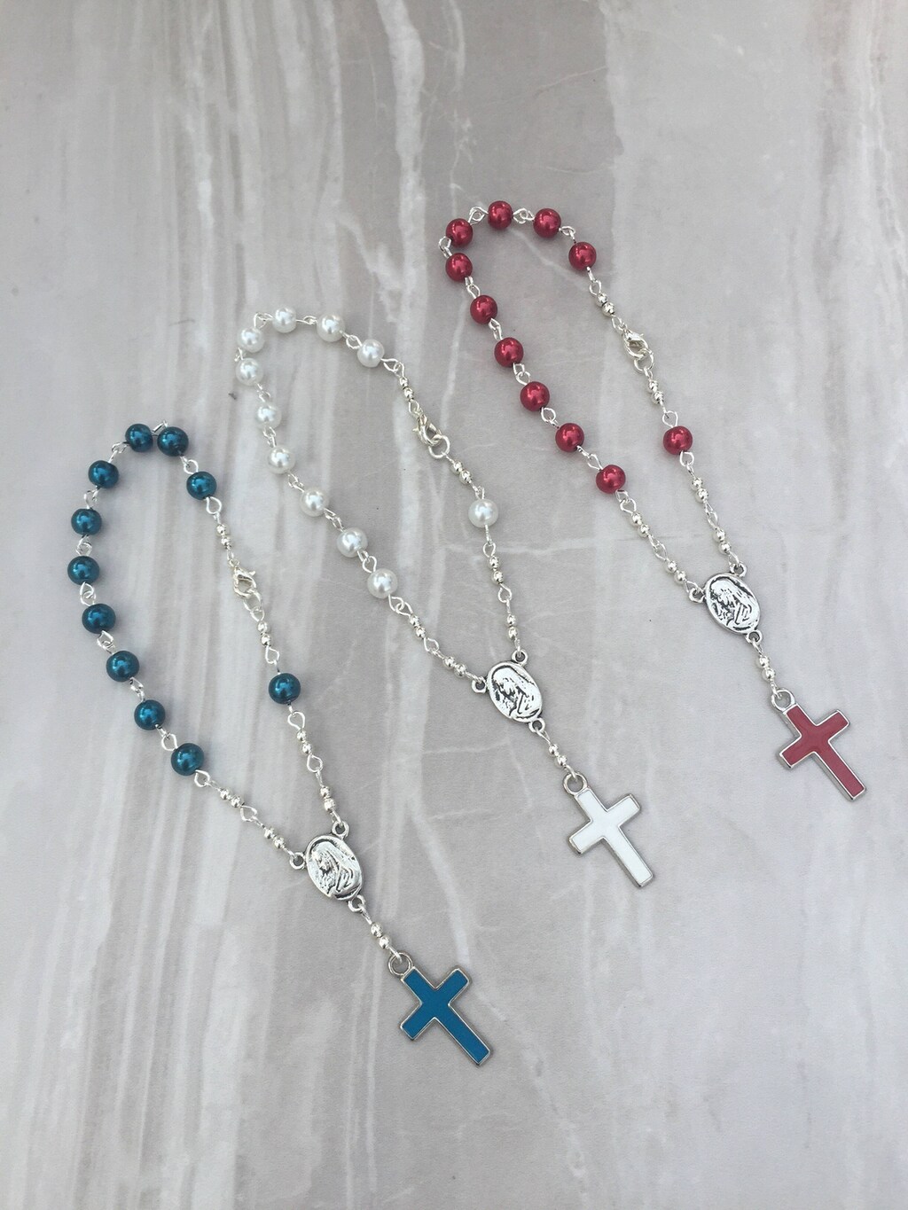 Rosario Con Perle E Croce Pendente RWQIAN: Collana Religiosa Bling Per Uomo E Donna, Regalo Per Battesimo E Prima Comunione