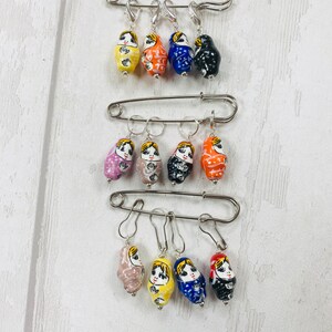 Porcelain Russian Doll Style Stitch Markers, progress markers / keepers for knitting and crochet image 6