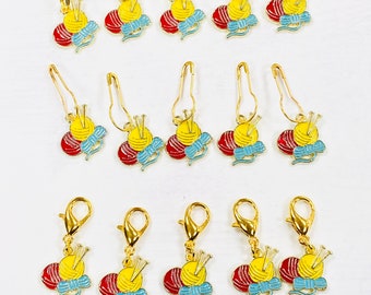 Gold Knitting Charm Stitch Markers, progress markers / keepers for knitting and crocheting
